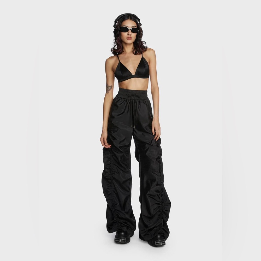 Zemeta - Ruched Wide Leg Pants - Size Small